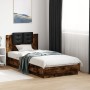 Estructura de cama cabecero luces LED roble ahumado 75x190 cm de vidaXL, Camas y somieres - Ref: Foro24-3210070, Precio: 159,...
