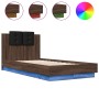 Estructura de cama cabecero luces LED marrón roble 75x190 cm de vidaXL, Camas y somieres - Ref: Foro24-3210072, Precio: 162,6...