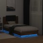 Estructura de cama cabecero luces LED marrón roble 75x190 cm de vidaXL, Camas y somieres - Ref: Foro24-3210072, Precio: 162,6...