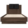 Estructura de cama cabecero luces LED marrón roble 75x190 cm de vidaXL, Camas y somieres - Ref: Foro24-3210072, Precio: 162,6...