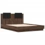 Bed frame with headboard LED lights Sonoma oak 135x190 cm by vidaXL, Beds and slatted bases - Ref: Foro24-3210051, Price: 187...