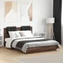 Bed frame with headboard LED lights Sonoma oak 135x190 cm by vidaXL, Beds and slatted bases - Ref: Foro24-3210051, Price: 187...