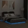 Bed frame with headboard LED lights Sonoma oak 135x190 cm by vidaXL, Beds and slatted bases - Ref: Foro24-3210051, Price: 187...