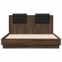Bed frame with headboard LED lights Sonoma oak 135x190 cm by vidaXL, Beds and slatted bases - Ref: Foro24-3210051, Price: 187...