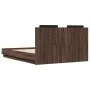 Bed frame with headboard LED lights Sonoma oak 135x190 cm by vidaXL, Beds and slatted bases - Ref: Foro24-3210051, Price: 187...