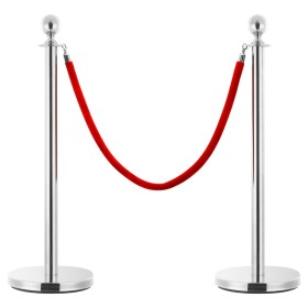Cuerda para poste de control de masas terciopelo rojo plateado de vidaXL, Barreras de seguridad - Ref: Foro24-51167, Precio: ...