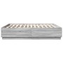 Estructura de cama con luces LED madera gris Sonoma 200x200 cm de vidaXL, Camas y somieres - Ref: Foro24-3209588, Precio: 192...