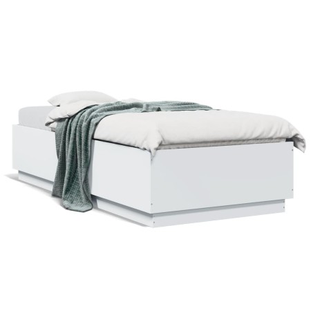 Estructura de cama con LED madera ingeniería blanco 90x200 cm de vidaXL, Camas y somieres - Ref: Foro24-3209632, Precio: 139,...