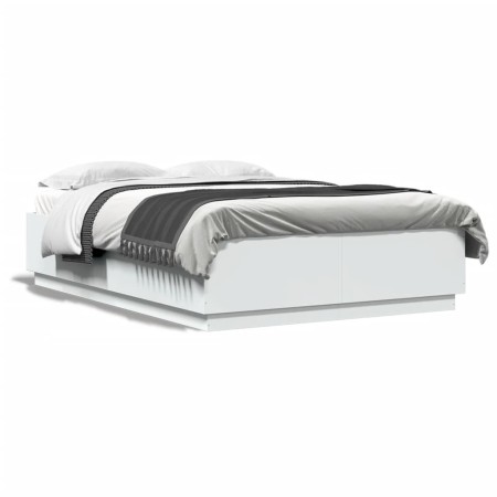 Estructura de cama con LED madera ingeniería blanco 160x200 cm de vidaXL, Camas y somieres - Ref: Foro24-3209597, Precio: 180...