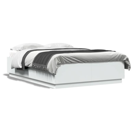 Estructura de cama con LED madera ingeniería blanco 120x200 cm de vidaXL, Camas y somieres - Ref: Foro24-3209618, Precio: 175...