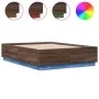 Estructura cama con luces LED madera roble marrón 140x190 cm de vidaXL, Camas y somieres - Ref: Foro24-3209645, Precio: 171,1...