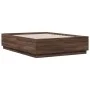 Estructura cama con luces LED madera roble marrón 140x190 cm de vidaXL, Camas y somieres - Ref: Foro24-3209645, Precio: 171,1...