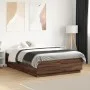 Estructura cama con luces LED madera roble marrón 140x190 cm de vidaXL, Camas y somieres - Ref: Foro24-3209645, Precio: 171,1...