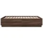 Estructura cama con luces LED madera roble marrón 140x190 cm de vidaXL, Camas y somieres - Ref: Foro24-3209645, Precio: 171,1...