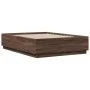 Estructura cama con luces LED madera roble marrón 140x190 cm de vidaXL, Camas y somieres - Ref: Foro24-3209645, Precio: 171,1...
