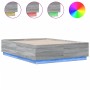 Estructura cama con luces LED madera gris Sonoma 120x190 cm de vidaXL, Camas y somieres - Ref: Foro24-3209658, Precio: 161,67...