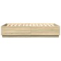 Estructura cama con luces LED madera roble Sonoma 140x200 cm de vidaXL, Camas y somieres - Ref: Foro24-3209613, Precio: 171,5...