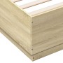 Estructura cama con luces LED madera roble Sonoma 140x200 cm de vidaXL, Camas y somieres - Ref: Foro24-3209613, Precio: 171,5...