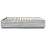 Estructura cama con luces LED madera gris Sonoma 180x200 cm de vidaXL, Camas y somieres - Ref: Foro24-3209595, Precio: 187,15...