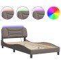 Estructura de cama con luces LED tela gris taupe 100x200 cm de vidaXL, Camas y somieres - Ref: Foro24-3213687, Precio: 163,17...