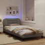 Estructura de cama con luces LED tela gris taupe 100x200 cm de vidaXL, Camas y somieres - Ref: Foro24-3213687, Precio: 163,17...