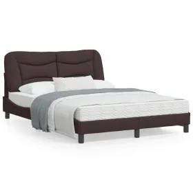 Bed frame with LED lights dark brown fabric 120x200 cm by vidaXL, Beds and slatted bases - Ref: Foro24-3213693, Price: 201,45...