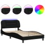 Estructura de cama con luces LED tela negro 100x200 cm de vidaXL, Camas y somieres - Ref: Foro24-3213685, Precio: 169,71 €, D...