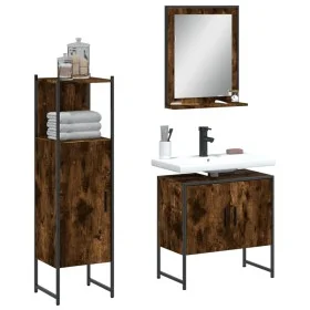 Set de muebles baño 3 pzas madera contrachapada roble ahumado de vidaXL, Muebles de baño - Ref: Foro24-3214346, Precio: 139,5...