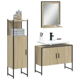 Set de muebles de baño 3 pzas madera contrachapada roble sonoma de vidaXL, Muebles de baño - Ref: Foro24-3214350, Precio: 152...