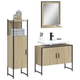 Set de muebles de baño 3 pzas madera contrachapada roble sonoma de vidaXL, Muebles de baño - Ref: Foro24-3214350, Precio: 154...