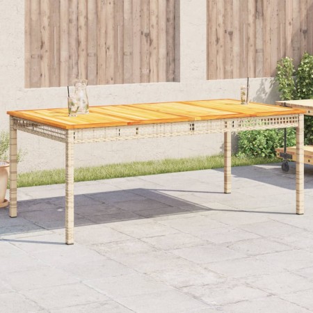 Mesa de jardín ratán sintético madera acacia beige 180x90x75 cm de vidaXL, Mesas de jardín - Ref: Foro24-366281, Precio: 180,...