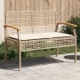 Banco de jardín con cojín ratán sintético beige y madera acacia de vidaXL, Bancos de jardín - Ref: Foro24-366257, Precio: 99,...
