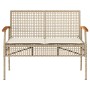 Banco de jardín con cojín ratán sintético beige y madera acacia de vidaXL, Bancos de jardín - Ref: Foro24-366257, Precio: 99,...