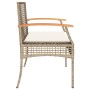 Banco de jardín con cojín ratán sintético beige y madera acacia de vidaXL, Bancos de jardín - Ref: Foro24-366257, Precio: 99,...