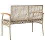 Banco de jardín con cojín ratán sintético beige y madera acacia de vidaXL, Bancos de jardín - Ref: Foro24-366257, Precio: 99,...