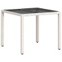 Mesa de jardín superficie de vidrio ratán PE blanco 90x90x75 cm de vidaXL, Mesas de jardín - Ref: Foro24-368123, Precio: 103,...