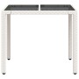 Mesa de jardín superficie de vidrio ratán PE blanco 90x90x75 cm de vidaXL, Mesas de jardín - Ref: Foro24-368123, Precio: 103,...