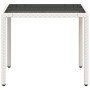 Mesa de jardín superficie de vidrio ratán PE blanco 90x90x75 cm de vidaXL, Mesas de jardín - Ref: Foro24-368123, Precio: 103,...