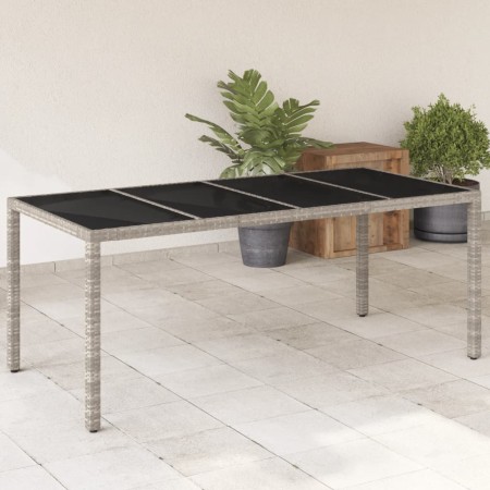 Mesa de jardín superficie de vidrio ratán PE gris 190x90x75 cm de vidaXL, Mesas de jardín - Ref: Foro24-368128, Precio: 149,1...