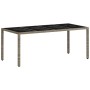 Mesa de jardín superficie de vidrio ratán PE gris 190x90x75 cm de vidaXL, Mesas de jardín - Ref: Foro24-368128, Precio: 149,1...
