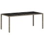 Mesa de jardín superficie de vidrio ratán PE gris 190x90x75 cm de vidaXL, Mesas de jardín - Ref: Foro24-368128, Precio: 149,1...