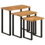 Set de 3 mesas apilables con borde natural madera acacia maciza de vidaXL, Mesas auxiliares - Ref: Foro24-372760, Precio: 111...