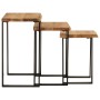 Set de 3 mesas apilables con borde natural madera acacia maciza de vidaXL, Mesas auxiliares - Ref: Foro24-372760, Precio: 111...