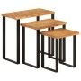 Set de 3 mesas apilables con borde natural madera acacia maciza de vidaXL, Mesas auxiliares - Ref: Foro24-372760, Precio: 111...