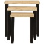 Set de 3 mesas apilables con borde natural madera maciza mango de vidaXL, Mesas auxiliares - Ref: Foro24-372762, Precio: 118,...