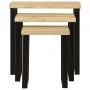 Set de 3 mesas apilables con borde natural madera maciza mango de vidaXL, Mesas auxiliares - Ref: Foro24-372762, Precio: 116,...