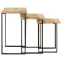 Set de 3 mesas apilables con borde natural madera maciza mango de vidaXL, Mesas auxiliares - Ref: Foro24-372762, Precio: 118,...