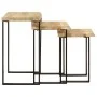 Set de 3 mesas apilables con borde natural madera maciza mango de vidaXL, Mesas auxiliares - Ref: Foro24-372762, Precio: 116,...
