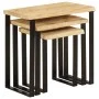 Set de 3 mesas apilables con borde natural madera maciza mango de vidaXL, Mesas auxiliares - Ref: Foro24-372762, Precio: 116,...