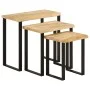 Set de 3 mesas apilables con borde natural madera maciza mango de vidaXL, Mesas auxiliares - Ref: Foro24-372762, Precio: 116,...